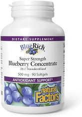 Natural Factors, BlueRich, Super Strength Blueberry Concentrate, 500 mg, 90 Softgels