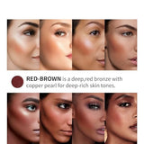 Liquid Cream Highlighter Face Contour Illuminator Makeup Waterproof Matte Bronze Beauty Wand, Red Brown