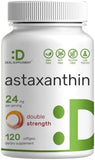 Astaxanthin 24mg Per Serving, 120 Softgels – Double Strength Microalgae – Natural Tanning Pills – Antioxidant Supplements for Skin, Eyes, Joints & Immune Support – Non-GMO