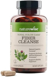 NatureWise Total Colon Care Fiber Cleanse with Herbal Laxatives, Prebiotics, & Digestive Enzymes for Healthy Elimination, Safe Digestion & Weight,...