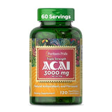 Puritans Pride Triple Strength Acai Antioxidant Supplement for Healthy Aging - 120 Softgels