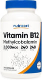 Nutricost Vitamin B12 (Methylcobalamin) 2000mcg - 240 Capsules