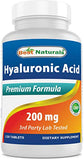 Best Naturals Hyaluronic Acid 200mg - Youthful Skin & Joint Support, 120 Tablets