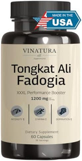 Tongkat Ali Fadogia Agrestis - 1200mg, Enhanced with Nitric Oxide Booster Supplement, Longjack Tongat-ali for Men, *USA Made and Tested*, 60 Capsules