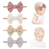4-Pack Cute Bow Headbands for Baby Girls - Soft Elastic Hair Bands for Newborns & Toddlers