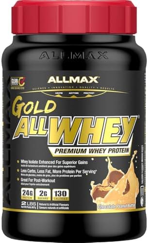 ALLMAX GOLD ALLWHEY Chocolate Peanut Butter 5lb premium whey protein powder for muscle recovery and growth
