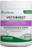 Vets Best Ear Wipes for Dogs & Cats - Gentle Cleansing (160 Count)