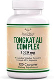 Tongkat Ali Extract 200:1 for Men - 1000mg per Serving, 120 Capsules - Men's Health Support with Tribulus Terrestris - Third Party Tested by Double Wood