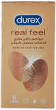 Durex Real Feel Condoms 6-Pack - Ultra-Thin for Natural Sensation & Intimate Comfort