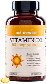 NatureWise Vitamin D3 2000iu (50 mcg) 1-Year Supply for Immune Support, Healthy Muscle Function, and Bone Health - Non-GMO, Gluten Free in Organic Extra Virgin Olive Oil, (Mini Softgel), 360 Count