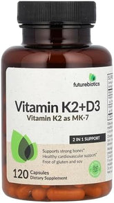 FutureBiotics Vitamin K2 + D3 (MK-7) - Bone & Heart Health Support - 120 Capsules