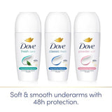 Dove Powder Anti-Perspirant Roll On Deodorant - 48H Protection, 6x 50ml