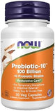 Now Foods Supplements Probiotic 10™ 100 Billion With 10 Probiotic Strains Dairy Soy And Gluten Free Strain Verified 30 Veg Capsules