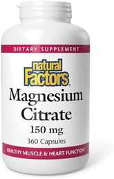 Natural Factors Magnesium Citrate 150mg - 360 Capsules for Muscle & Nerve Support