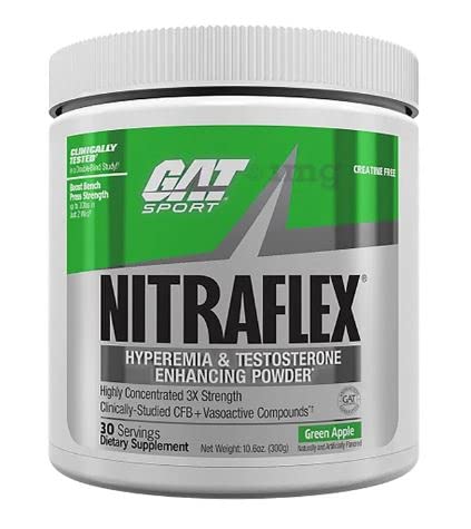 GAT Sport Nitraflex Pre-Workout Powder - Green Apple, 300g