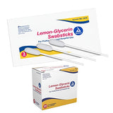 Dynarex Lemon-Glycerin Swabsticks – Pleasant Tasting Cotton Swabs for Dry Mouth Relief, 3 Swabs per Packet, 75 Swabs per Box
