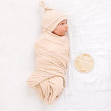 Soft & Skin-Friendly Baby Swaddle Blanket & Headband Set - Neutral White