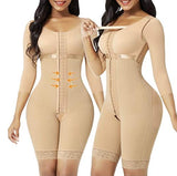 Women's Full Body Shaper - Compression Lace Bodysuit in Beige, Size L