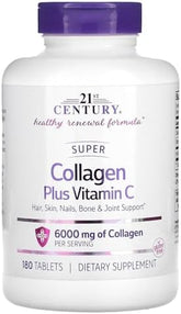 21st Century Super Collagen Plus Vitamin C - 6000mg - 180 Tablets - Skin, Hair & Nails