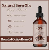 Natural Born Oils Organic Roasted Coffee Bean Oil for Skin & Hair Nourishment, 4oz Cold-Pressed, Antioxidant-Rich