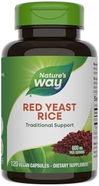 Nature's Way Red Yeast Rice 120 Vegan Capsules – Traditional support for heart health, natural supplement, non-GMO, gluten-free.