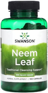 Swanson Neem Leaf 500mg - 100 Capsules for Immune & Skin Support