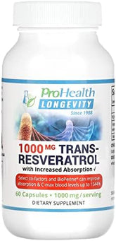 ProHealth Trans-Resveratrol 1000: Supports Healthy Aging (60 Capsules)