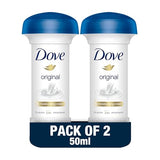 Dove Women Antiperspirant Deodorant Cream - 24H Protection, Original, Alcohol-Free with Moisturizing Cream - 50ml (Pack of 2)