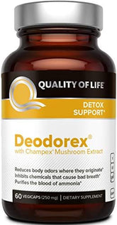 Quality of Life - Detoxification Support - Fight Bad Breath and Body Odor - Deodorex - 60 Vegicaps