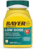 Bayer, Safety Coated Aspirin Regimen, Low Dose, 81 mg, 300 Enteric Coated Tablets