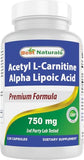 Best Naturals Acetyl L-Carnitine & Alpha Lipoic Acid 750mg - 120 Capsules