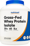 Nutricost Grass-Fed Whey Protein Isolate - Unflavored - rBGH Free - 5lb