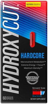 Hydroxycut Hardcore - 60 Rapid-Release Capsules - Thermogenic Calorie Burn, Extreme Energy + Focus, Maximum Intensity - for Women & Men