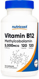 Nutricost Vitamin B12 (Methylcobalamin) 5000mcg - 120 Vegetarian Capsules, Non-GMO, Gluten Free