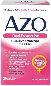 AZO, Dual Protection, Urinary + Vaginal Support, 30 Once Daily Capsules