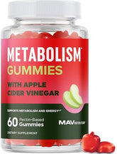 Metabolism Gummies with Apple Cider Vinegar | Energy, Digestion & Lean Body Mass Support | Apple Cider Vinegar Gummies with The Mother, B12 & Folate | Metabolism Support for Women & Men | 60 Ct.