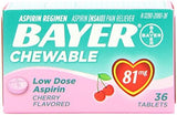 Bayer Low Dose Aspirin Cherry - 36 Count (3-Pack)