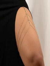 Gold Rhinestone Thigh Harness Body Chain for Summer & Beach Vacations