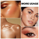 Blush and Highlighter Palette - 4 Metallic Shimmer Colors for Natural Luster & Face Contouring