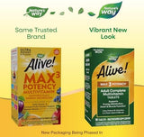 Nature's Way Alive! Max3 Potency Adult Complete Multivitamin, High Potency B-Vitamins to Support Energy Metabolism*, with Methylated B12 and Folate, No Added Iron, 90 Tablets (Packaging May Vary)