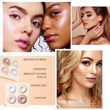 4 Colors Highlighter Palette - Glitter Brighten Highlighter for All Skin Tones