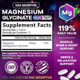 High Absorption Chelated Magnesium Glycinate 525mg - Vegan Capsules for Stress & Sleep (60 Count)