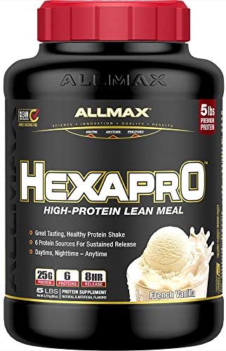 ALLMAX Hexapro High-Protein Lean Meal in French Vanilla, 5 lbs - Premium protein powder for lean muscle support.