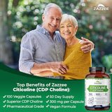 Zazzee Extra Strength Citicoline (500 mg) - 100 Vegan Capsules for Cognitive Support
