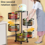 SKY-TOUCH 5-Tier Rotatable Kitchen Storage Shelf with Wheels - Fruit & Vegetable Basket Rack