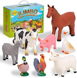 Learning Minds Jumbo Farm Animal Figures Set - Educational Toy for 1, 2, 3 Year Olds - 8-Piece Set for Creative Play
