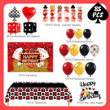 Casino Party Decorations – 85 Pcs Gaming Card & Balloon Set for Las Vegas Theme