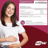 NutriFlair D-Mannose 1200mg - 120 Capsules with Cranberry & Dandelion Extract for Urinary Tract Health & UTI Support