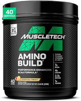 MuscleTech BCAA Amino Acids + Electrolyte Powder | Amino Build | 7g of BCAAs + Electrolytes | Support Muscle Recovery, Build Lean Muscle & Boost Endurance | Tropical Twist (40 Servings)