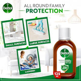 Dettol Antiseptic Disinfectant 125ml Travel - Kills 99.9% Germs